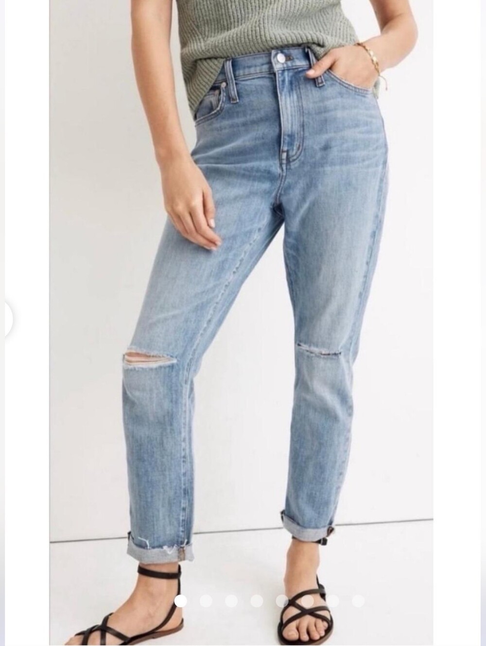Madewell The High Rise Slim Boyjean Distressed In Light Wash Jeans